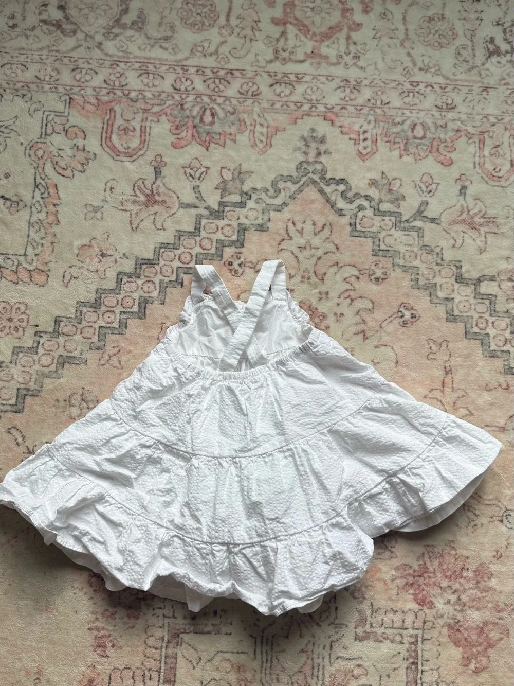 Janie and Jack Baby Seersucker White Tiered Dress 6-12m